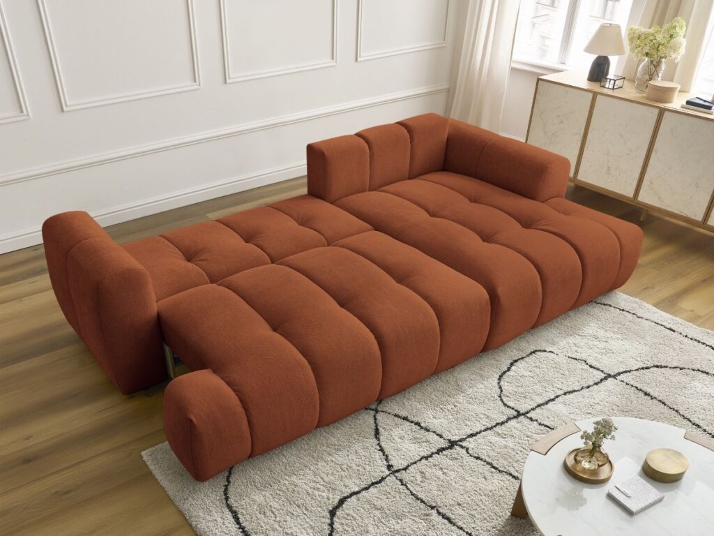 style de vie - canapé convertible ouvert terracota