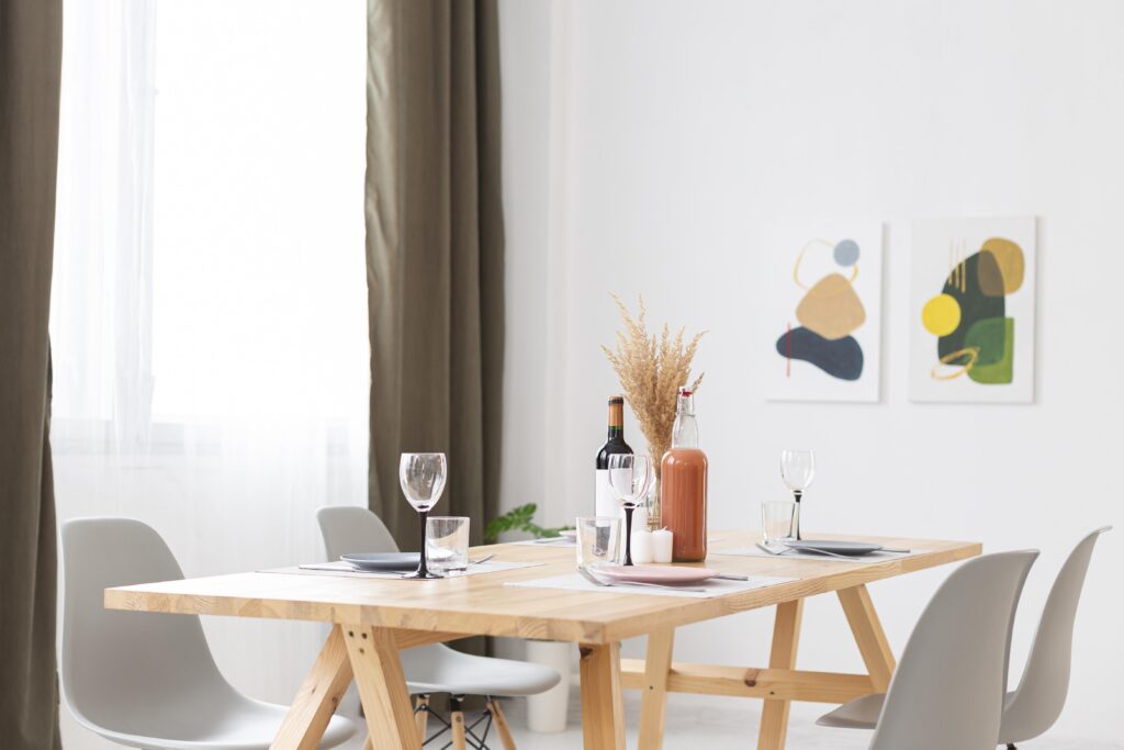 Table à manger ronde - table sur tréteaux