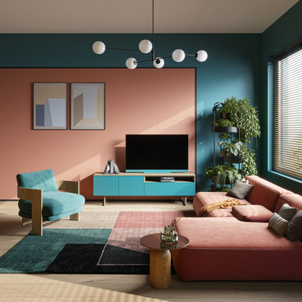 style de vie -canapé d'angle vieux rose